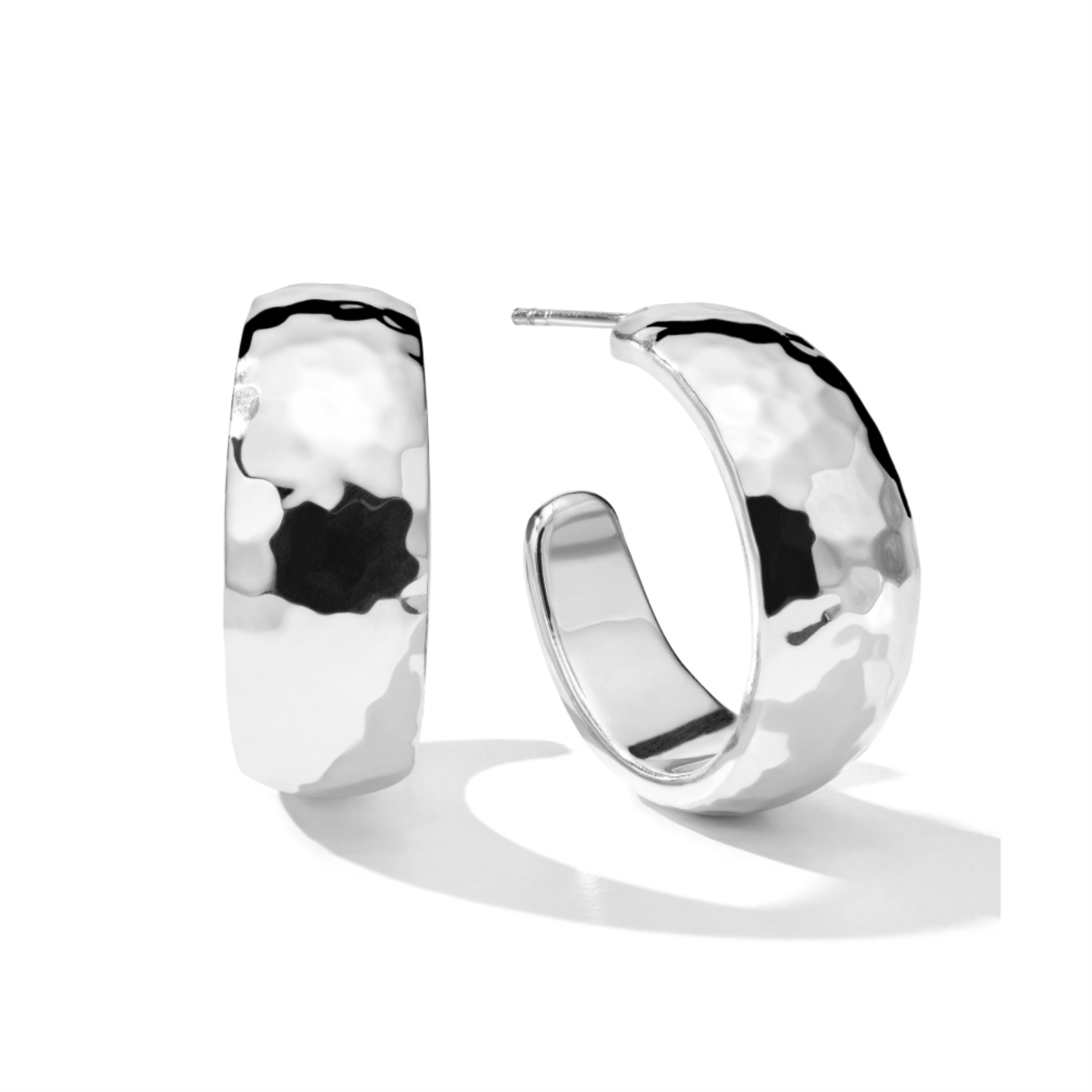 Small Hammered Hoop Earrings with Tapered Ends