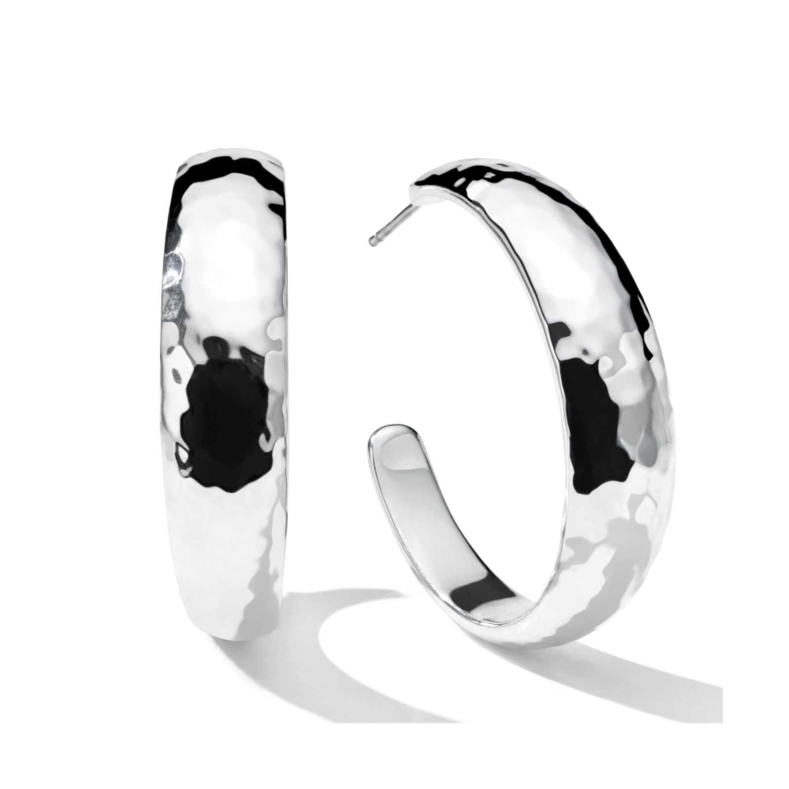 Medium Hammered Hoop Earrings with Tapered Ends