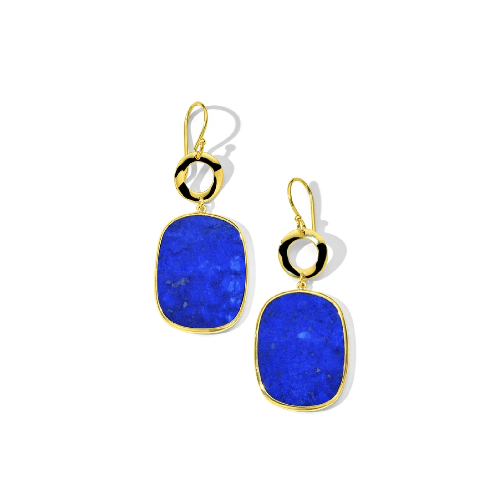 Polished Rock Candy Wavy Circle & Small Rounded Rectangle Drop Earrings