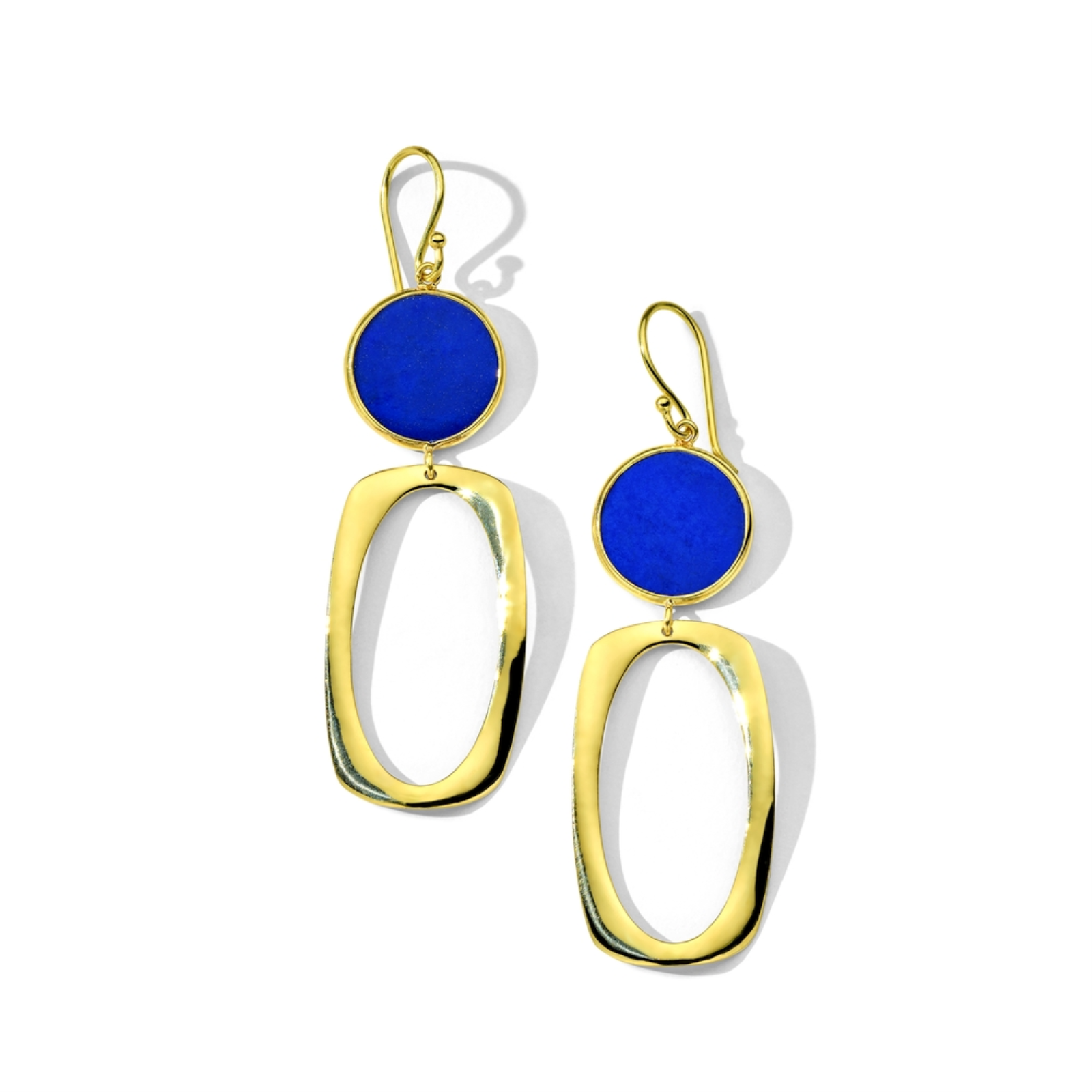 Polished Rock Candy Wavy Frame and Stone Dot Drop Earrings