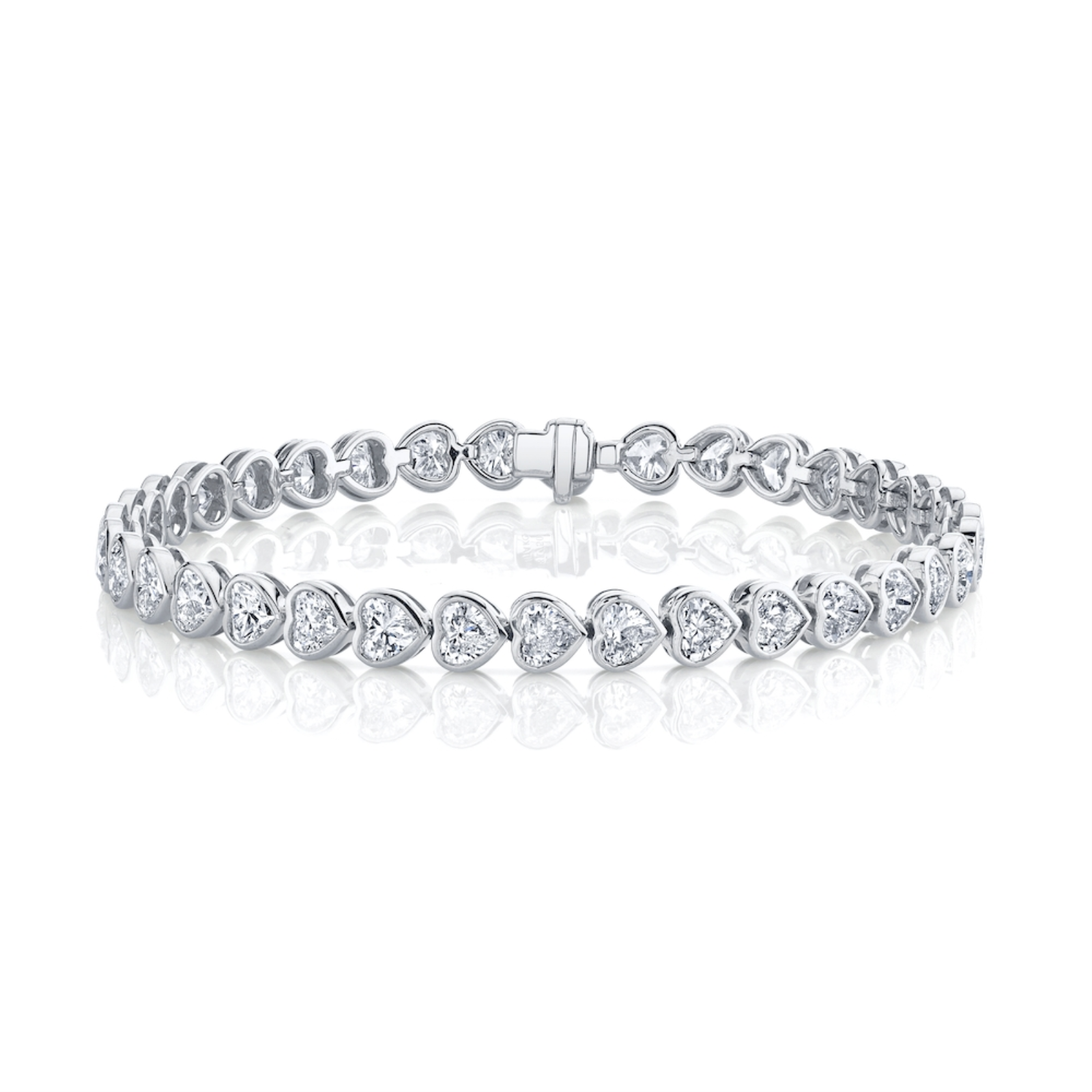 BEZELED HEART DIAMOND TENNIS BRACELET