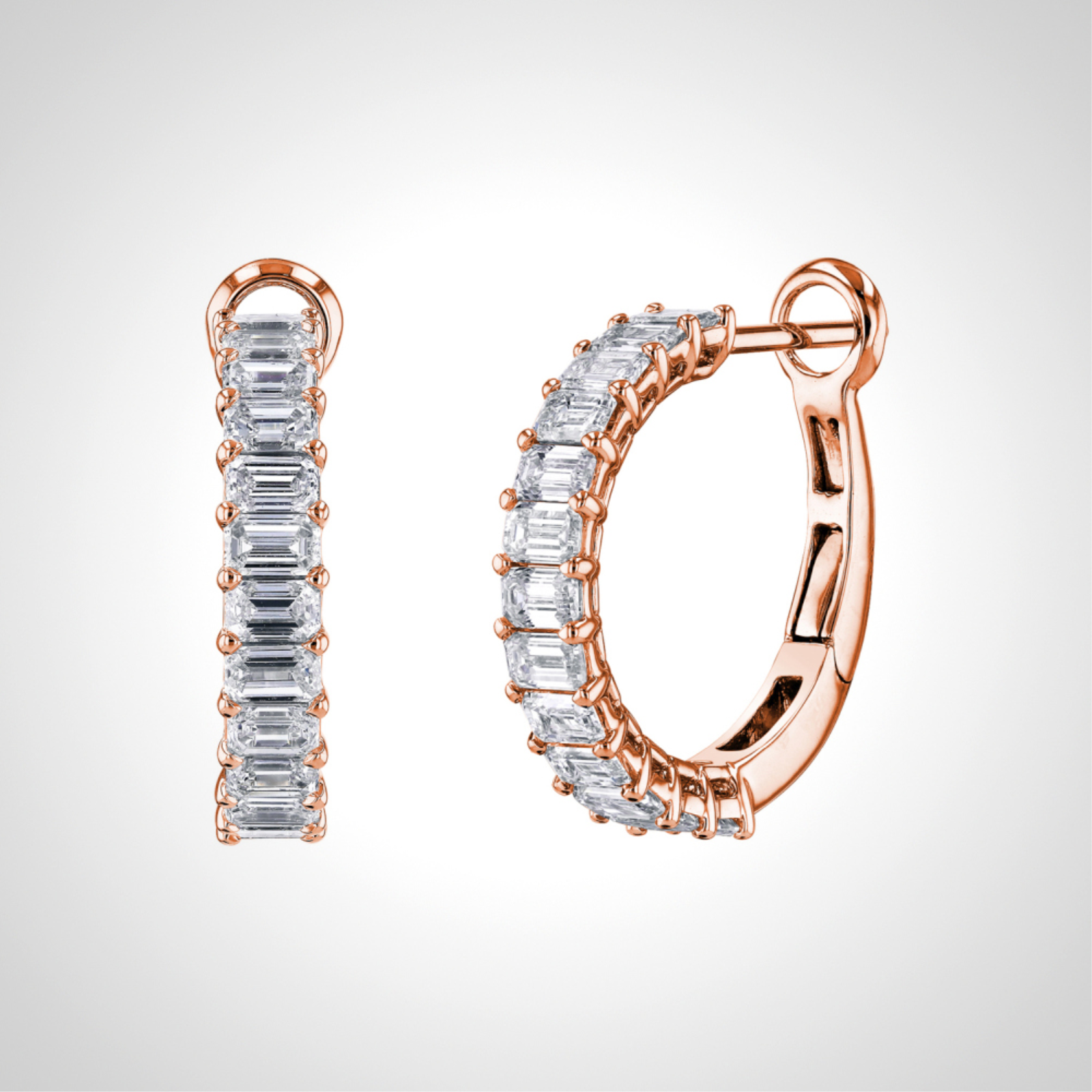 Rose Gold and Diamond Hoop Earrings