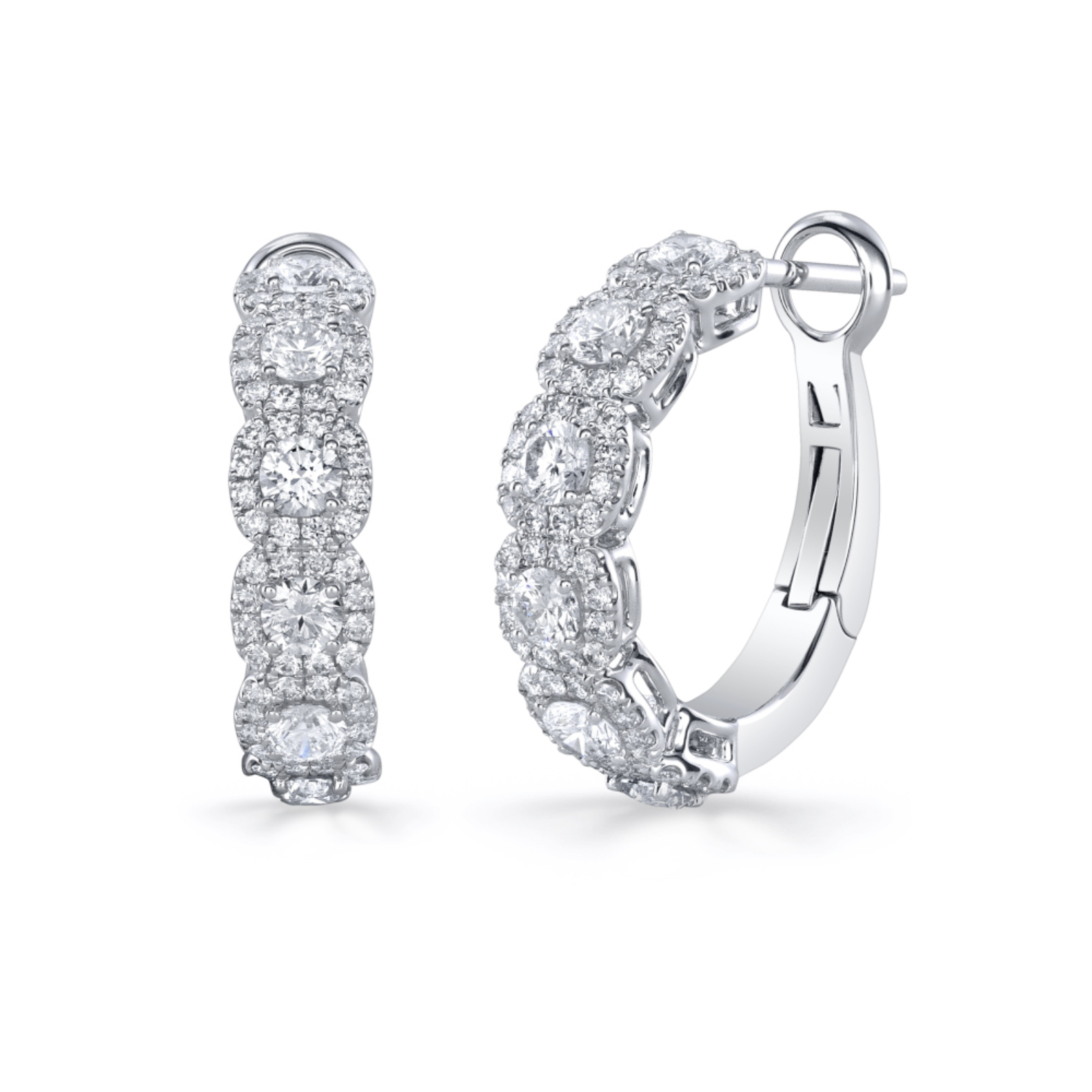 Halo Diamond Hoop Earrings