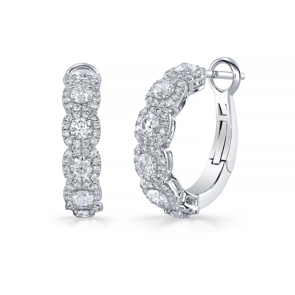 Halo Diamond Hoop Earrings