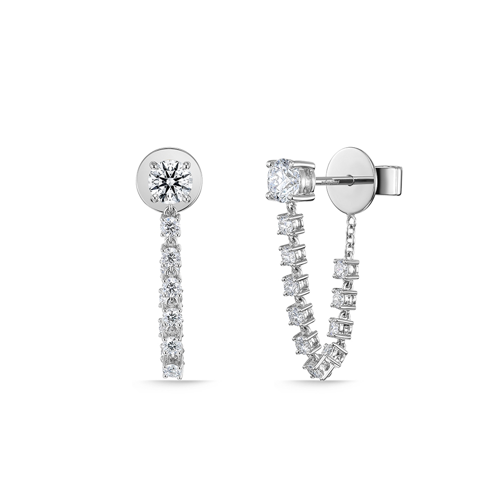 White Gold and Diamond Draped Stiletto Earrings