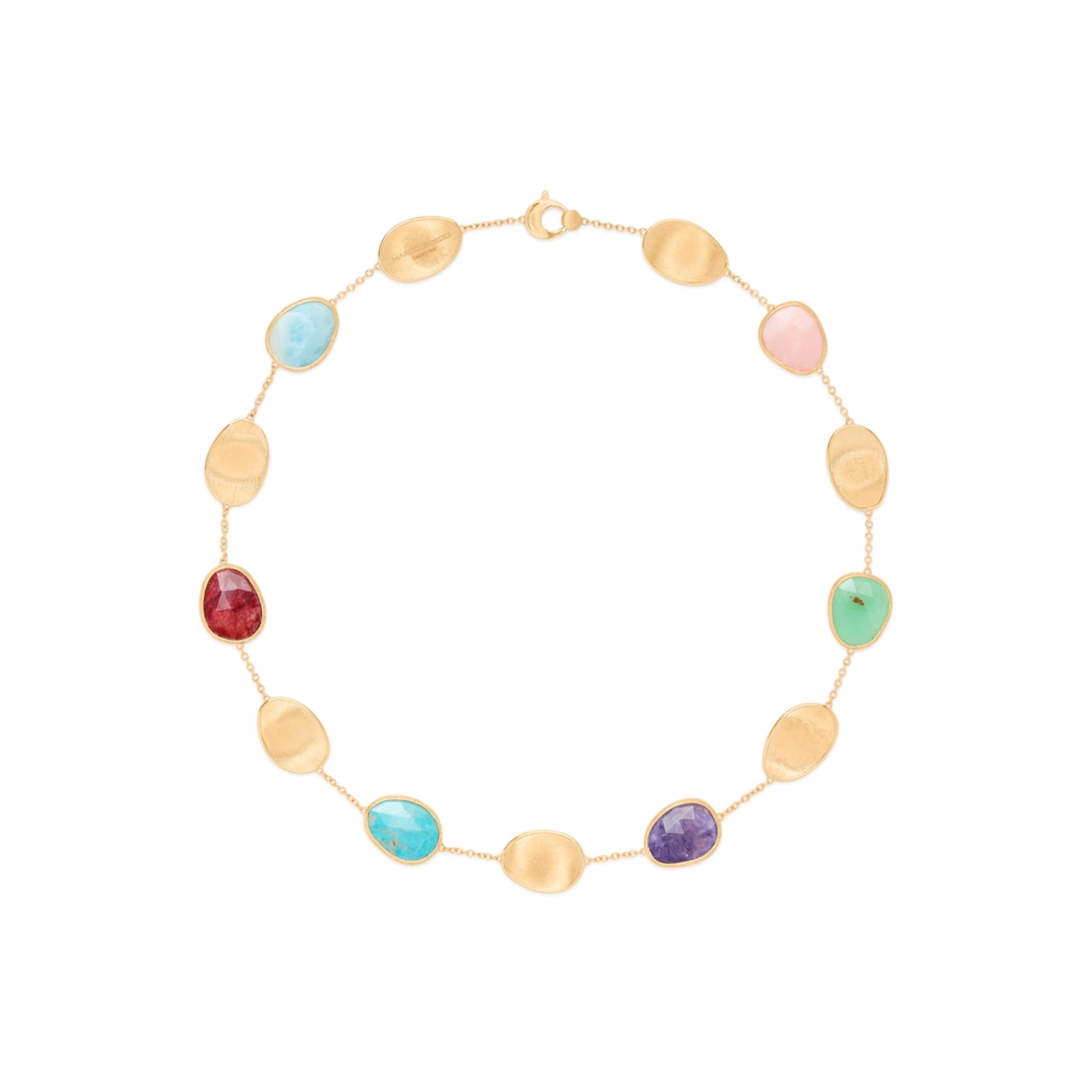 Lunaria Yellow Gold Collar Necklace with Mixed Gemstones