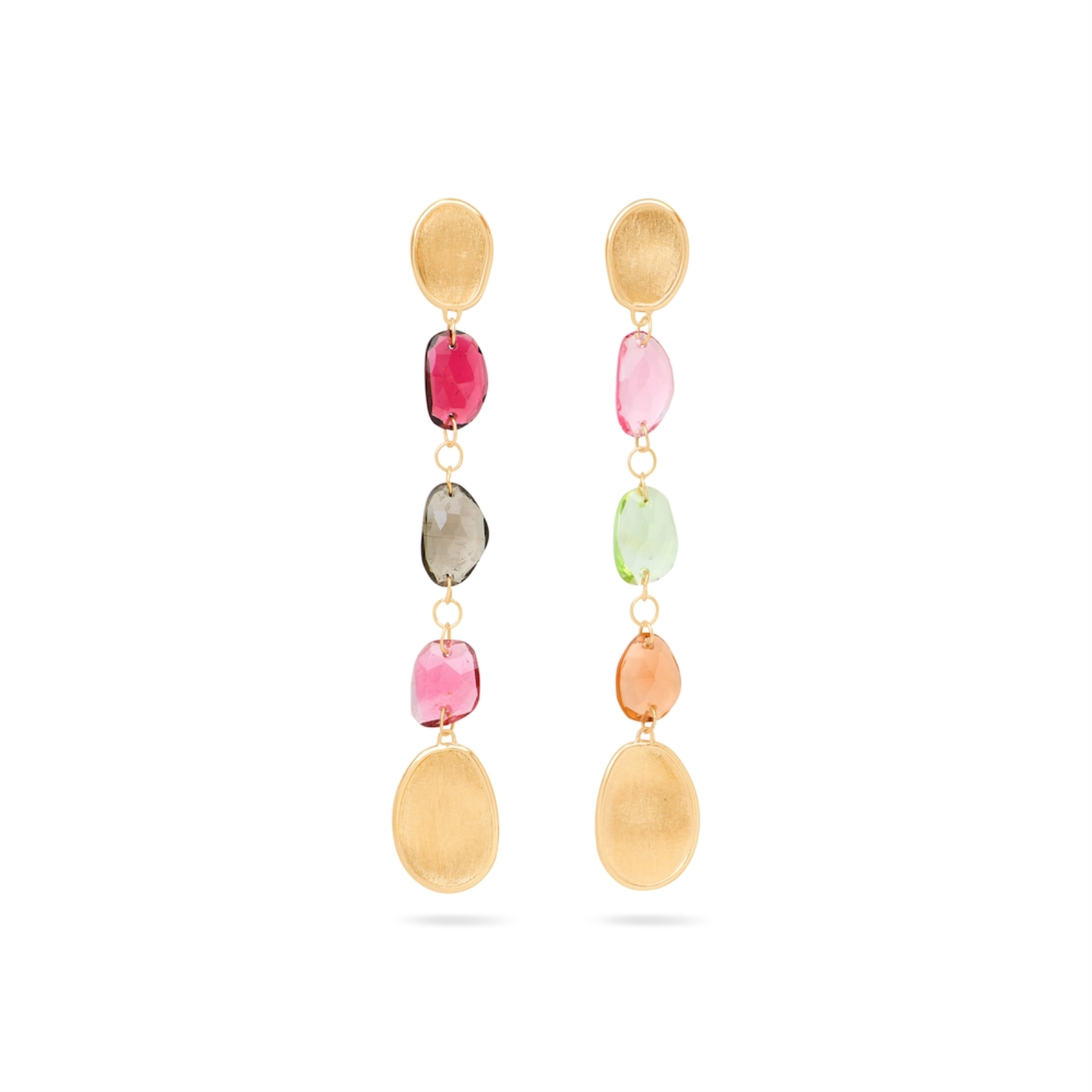 Lunaria Yellow Gold Mixed Tourmaline Statement Earrings