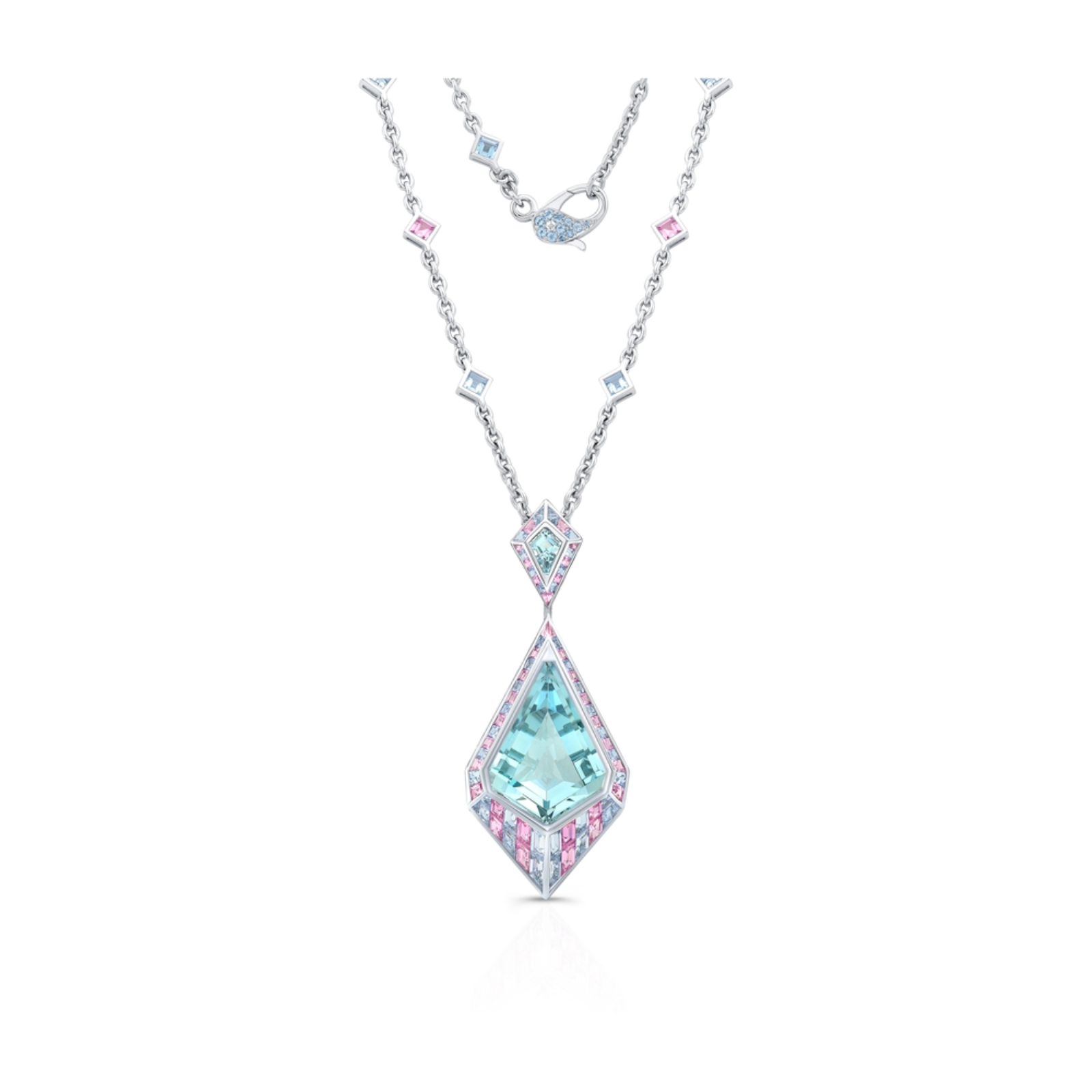 Aquamarine and Pink Sapphire Necklace