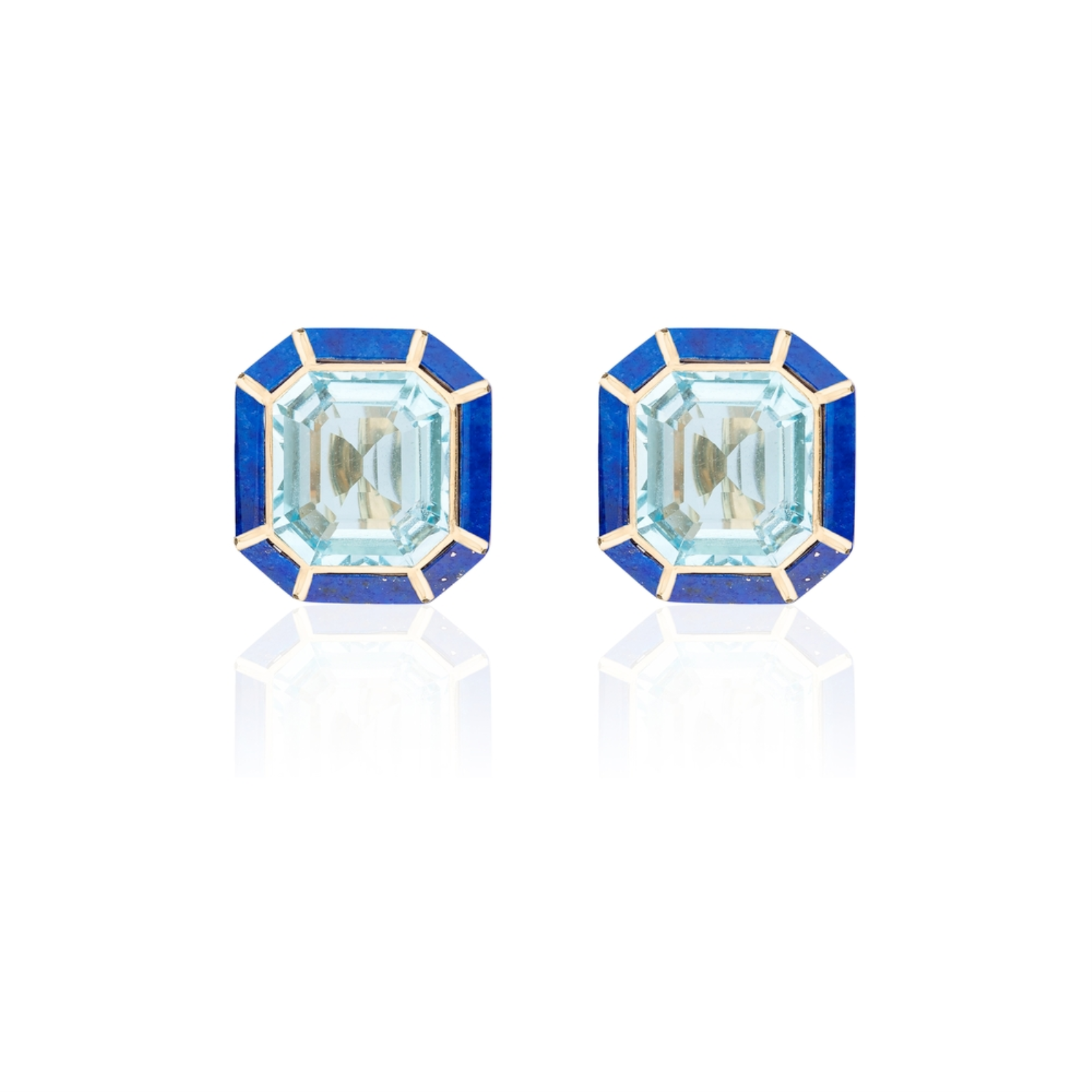 Emerald Cut Studs with Inlay