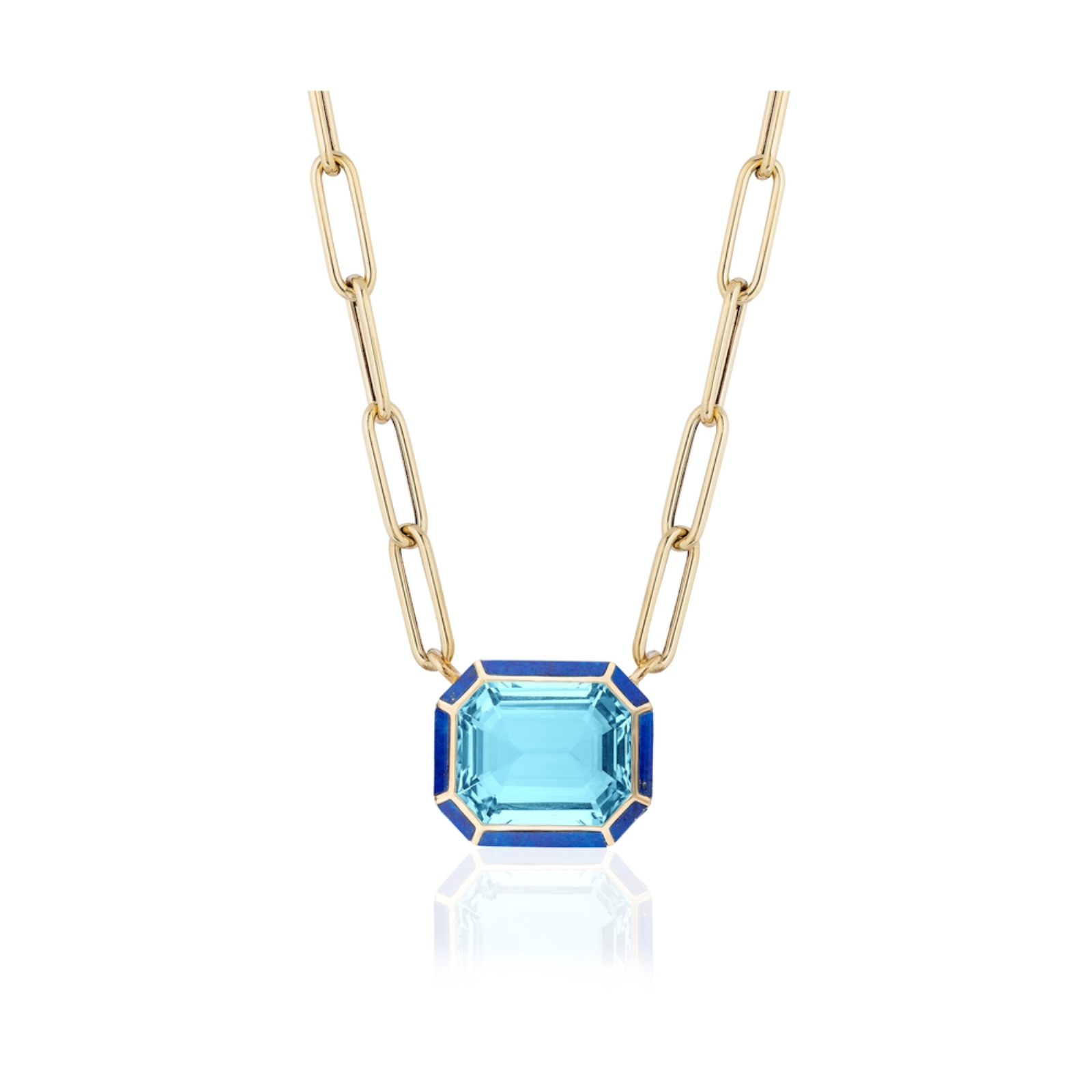 Melange Emerald Cut Pendant with Inlay