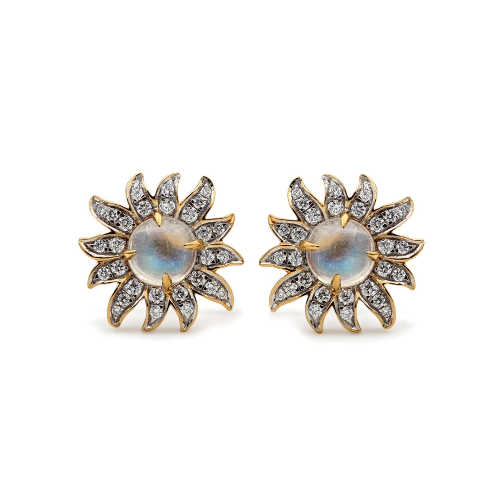 Solstice Moonstone and Diamond Stud Earrings