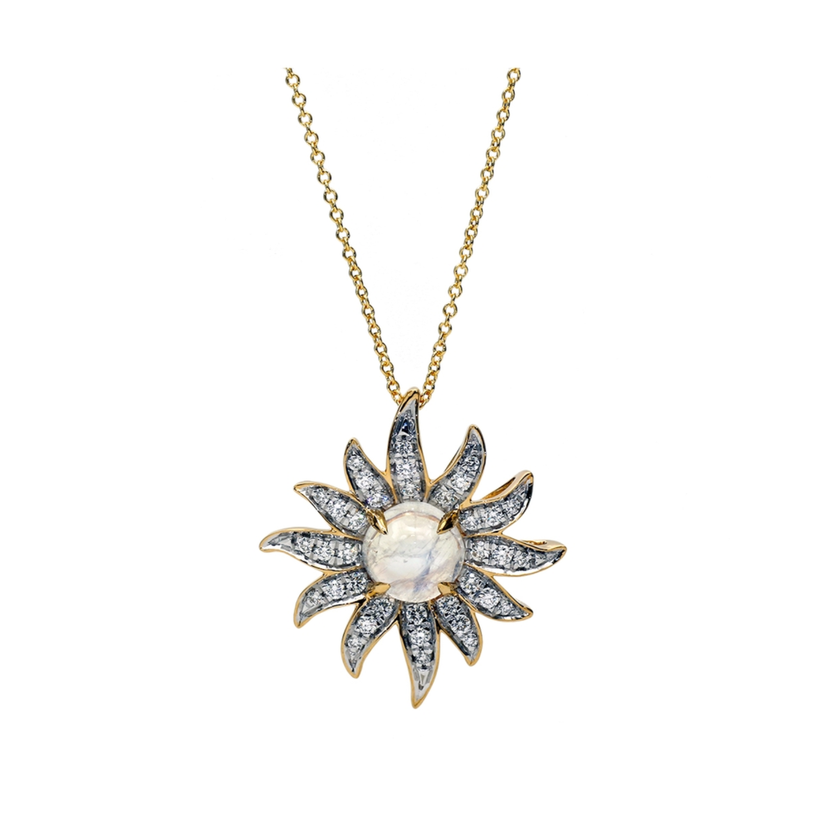 Solstice Moonstone and Diamond Pendant