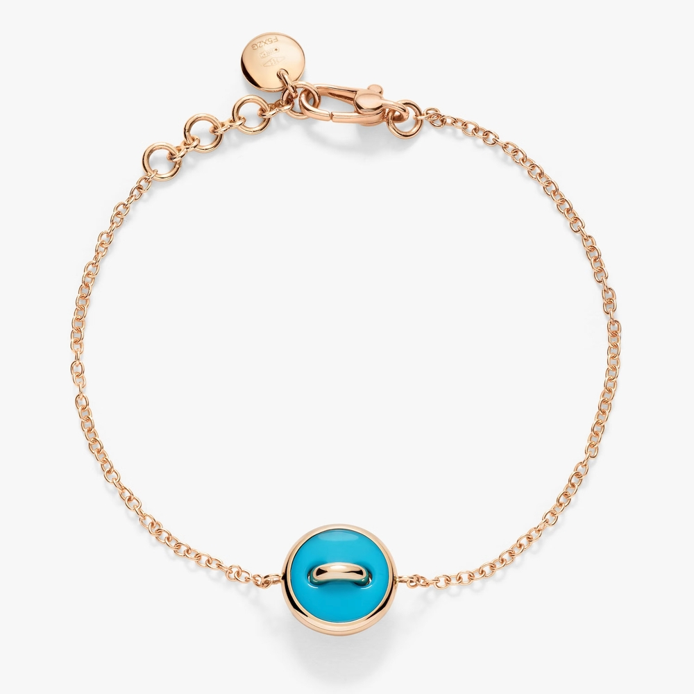 Rose Gold and Diamond Turquoise Pom Pom Dot Bracelet