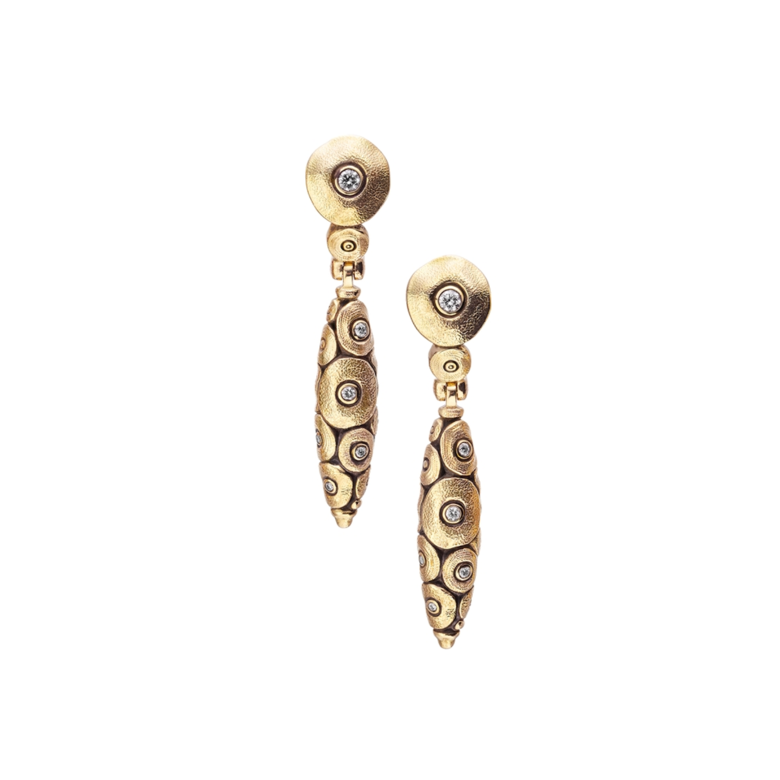 Gold and Diamond Drop Earrings