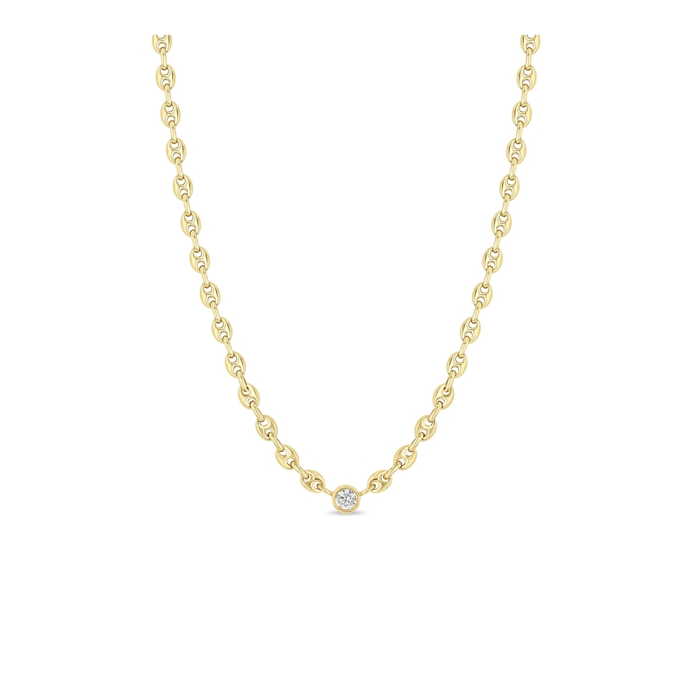 Floating Diamond Small Puffed Mariner Chain Necklace