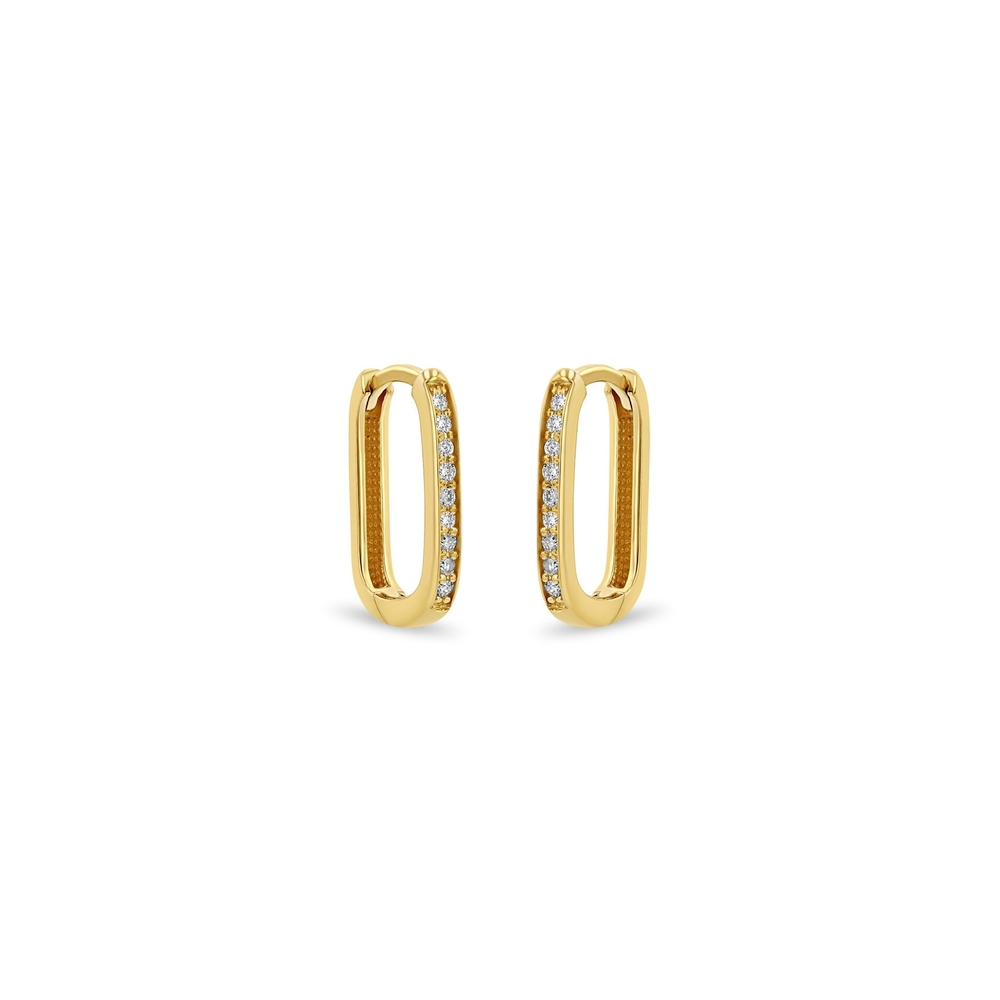Pavé Diamond Thick Medium Oval Hinge Hoops