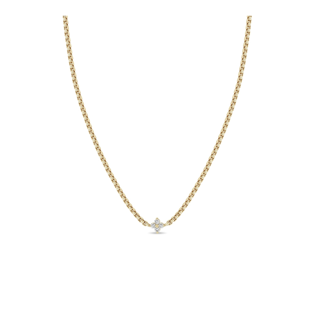 Prong Diamond Quad Box Chain Necklace