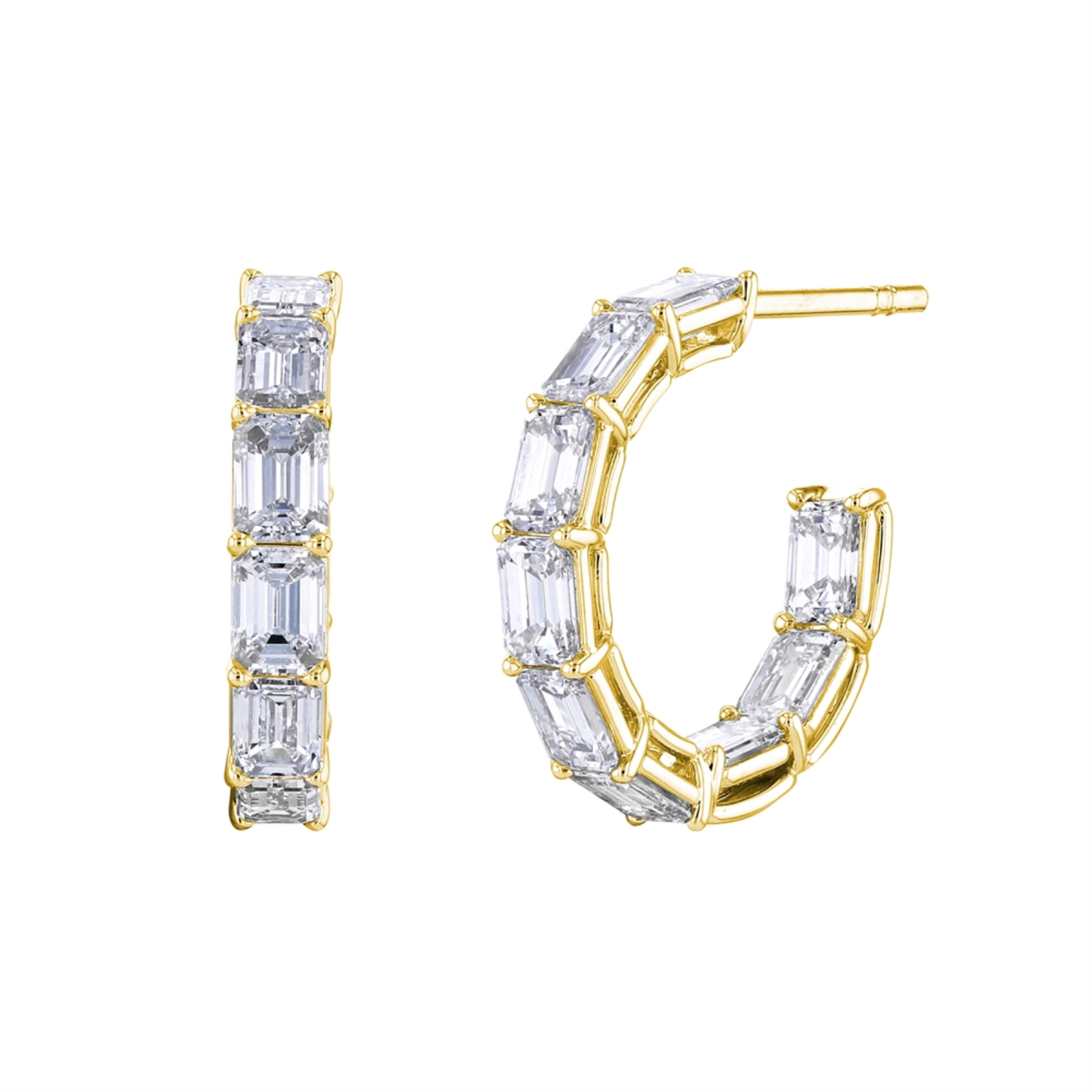Yellow Gold and Diamond Hoop Earrings