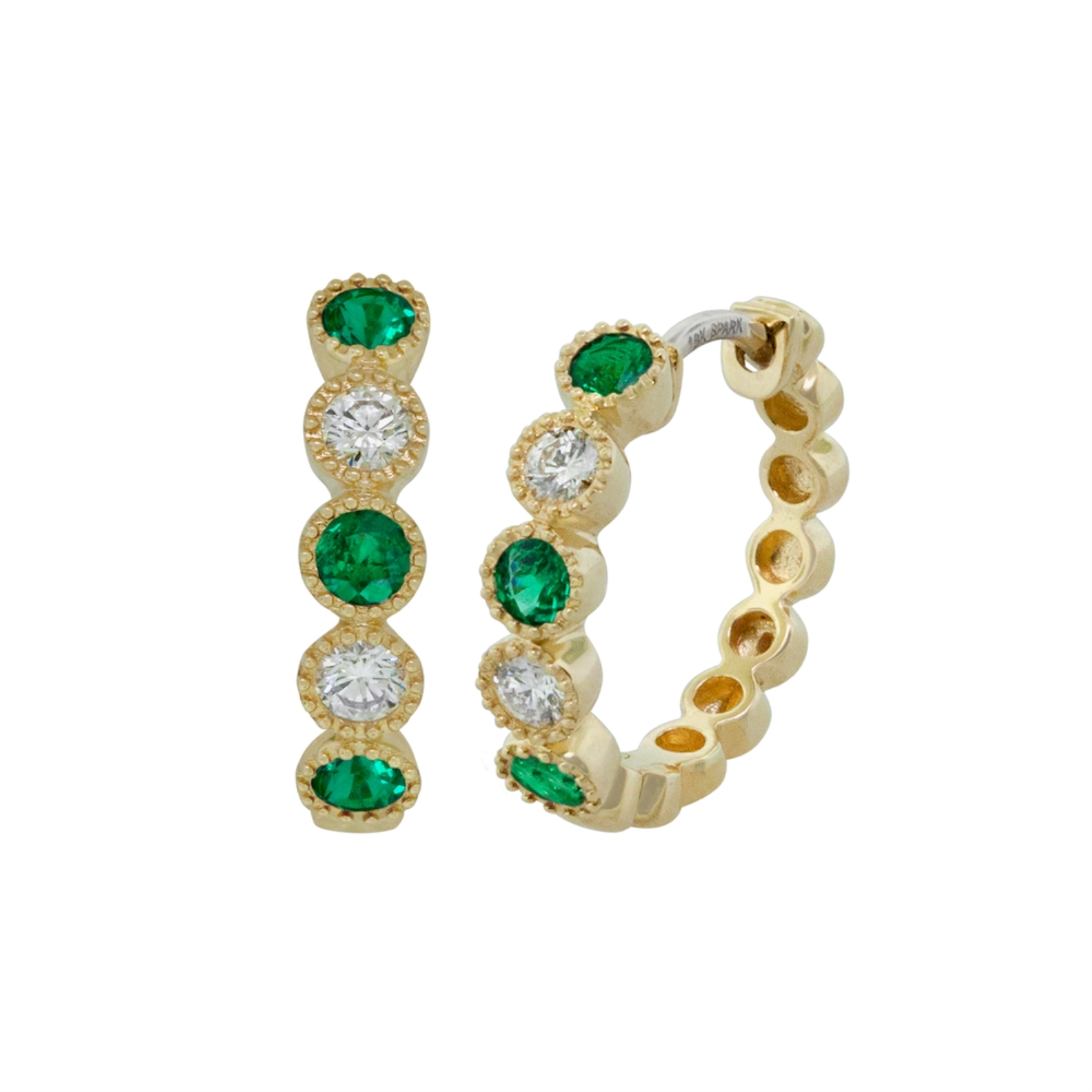 Emerald and Diamond Hoop Earrings