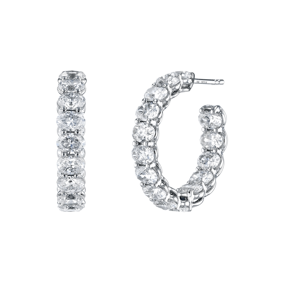 White Gold and Diamond Hoop Earrings