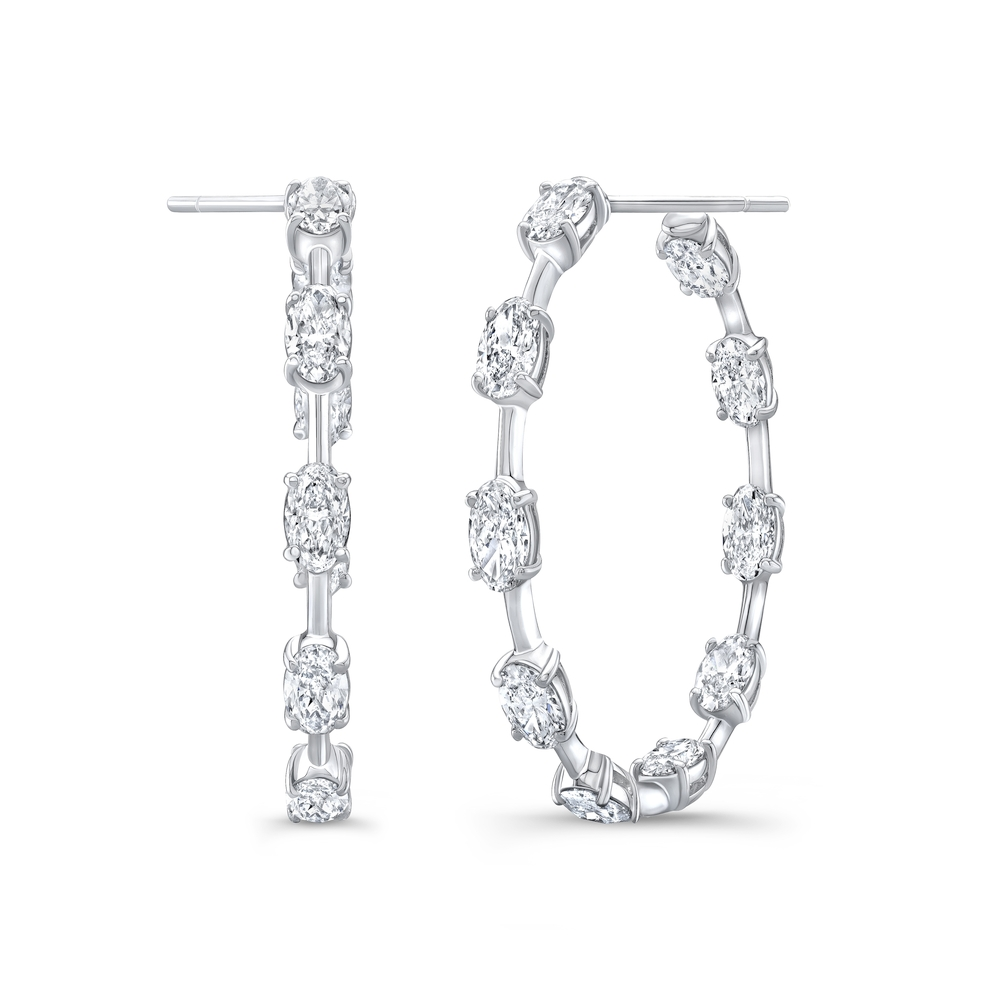 Oval Diamond Hoop Earrings