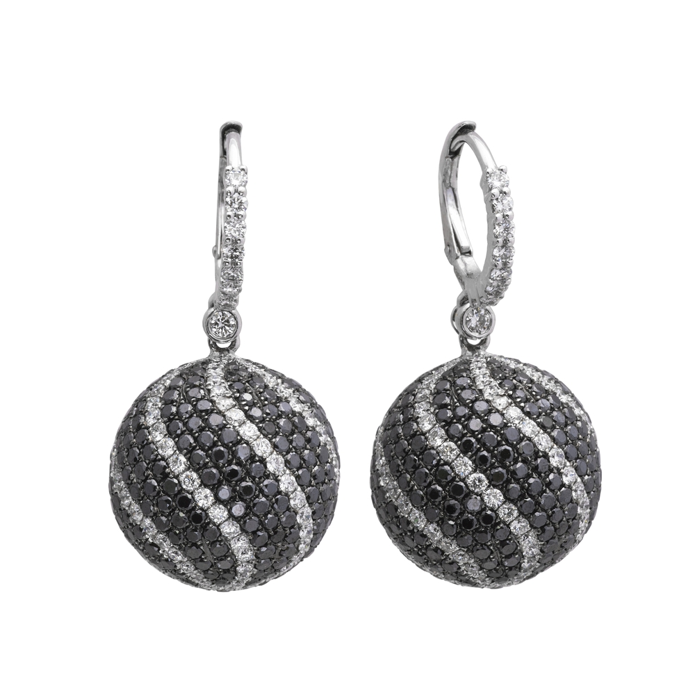 Black and White Diamond Pave Drop Earrings