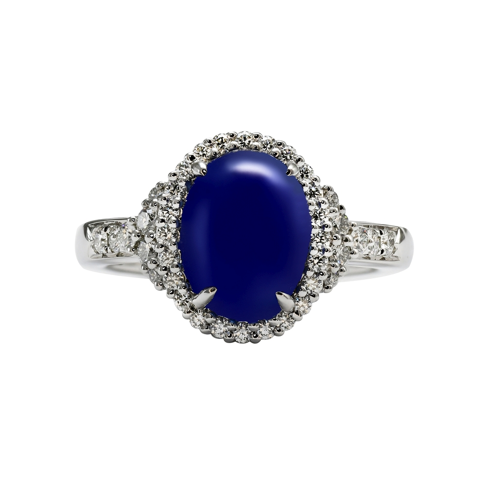 Platinum Unheated Sapphire and Diamond Ring
