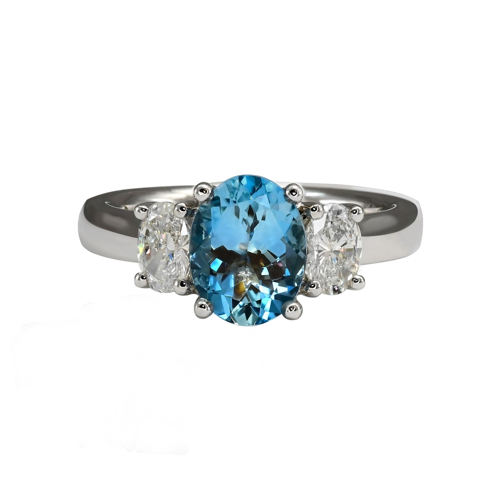 Aquamarine and Diamond Ring