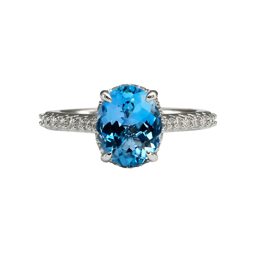 Aquamarine and Diamond Ring