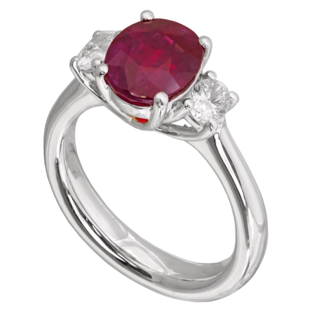 Platinum Ruby and Diamond Ring