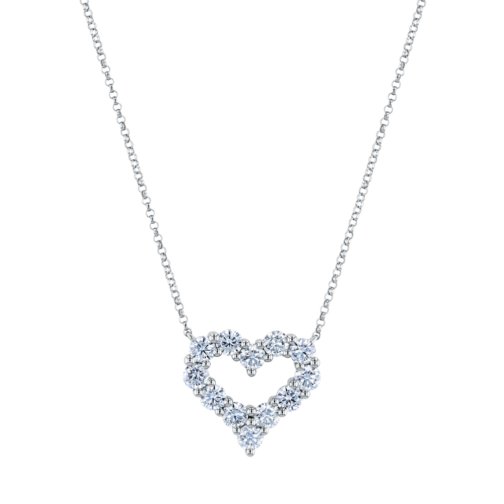 White Gold and Diamond Heart Necklace