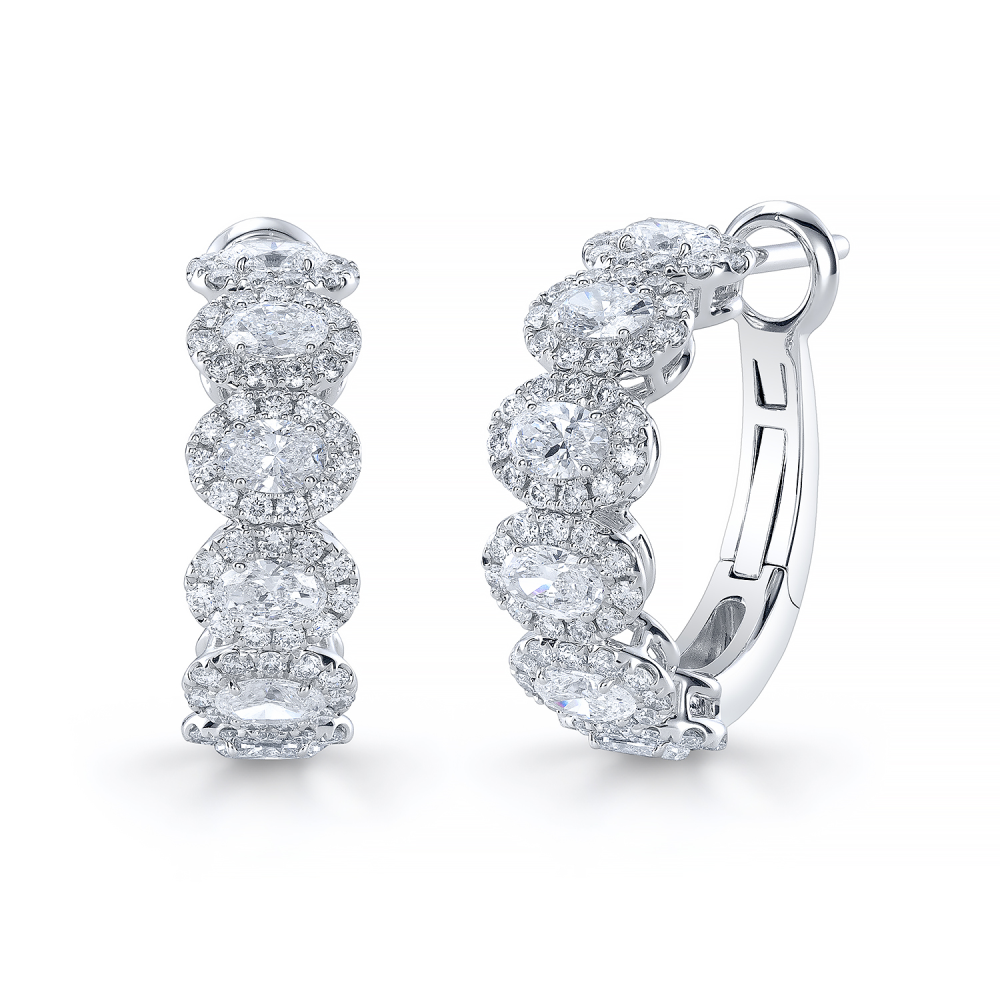 White Gold and Diamond Micro Halo Hoop Earrings