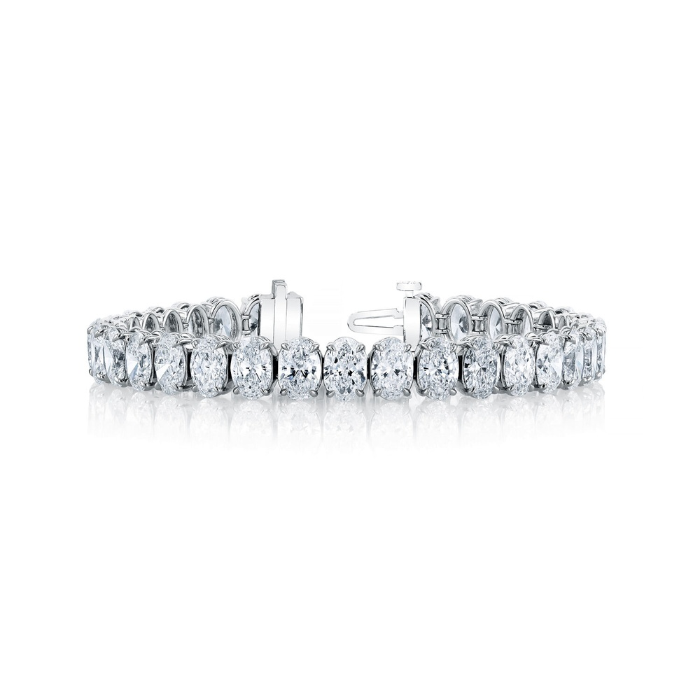 White Gold and Diamond Oval Cut Bracelet