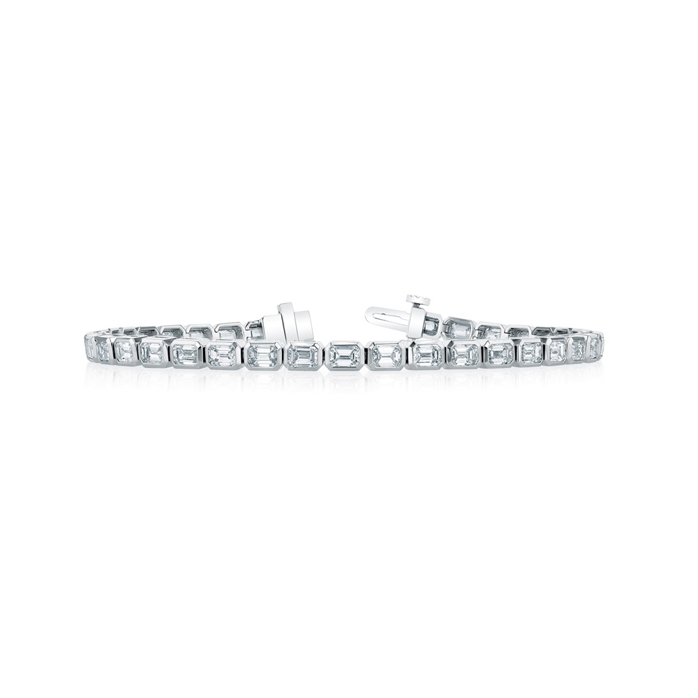 White Gold and Diamond Emerald Cut Bracelet