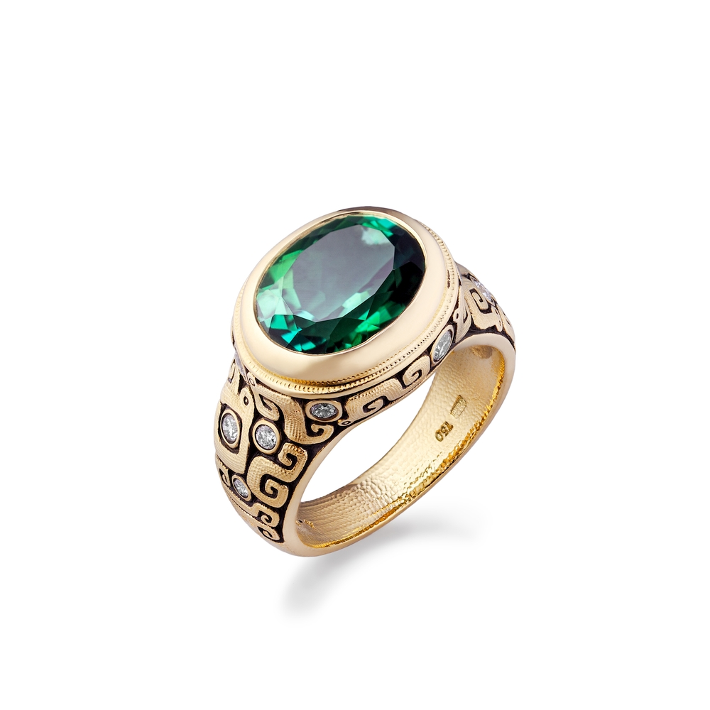 Gold and Tourmaline Bezel Ring