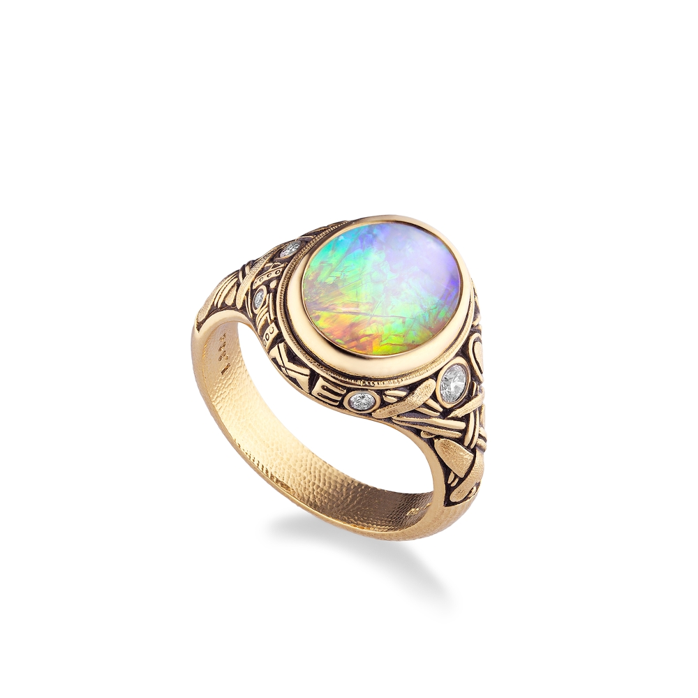 Gold and Opal Bezel Ring