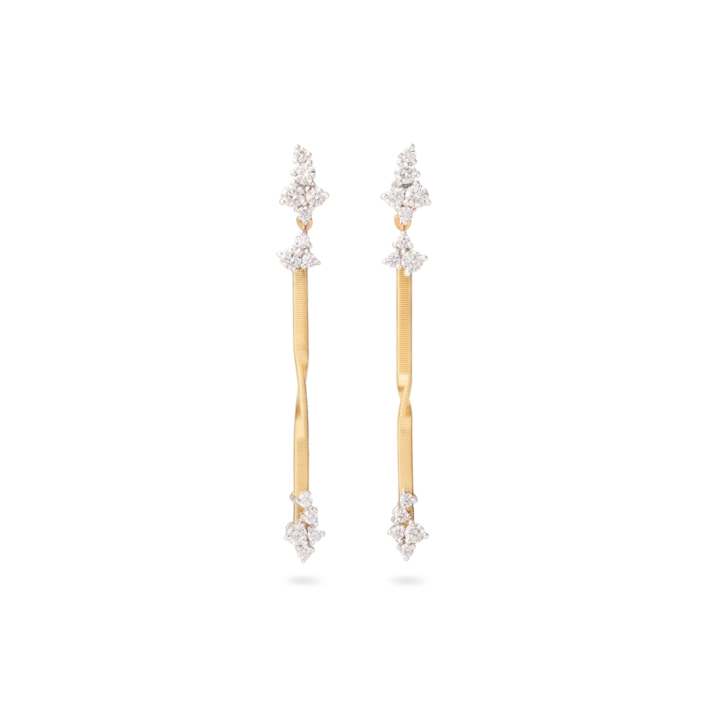 Marrakech Yellow Gold Drop Earrings with Diamond Clusters