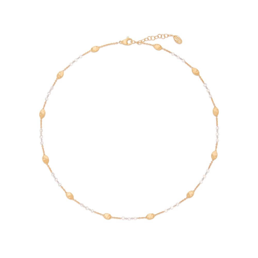 Siviglia Yellow Gold Beaded Necklace with Diamonds
