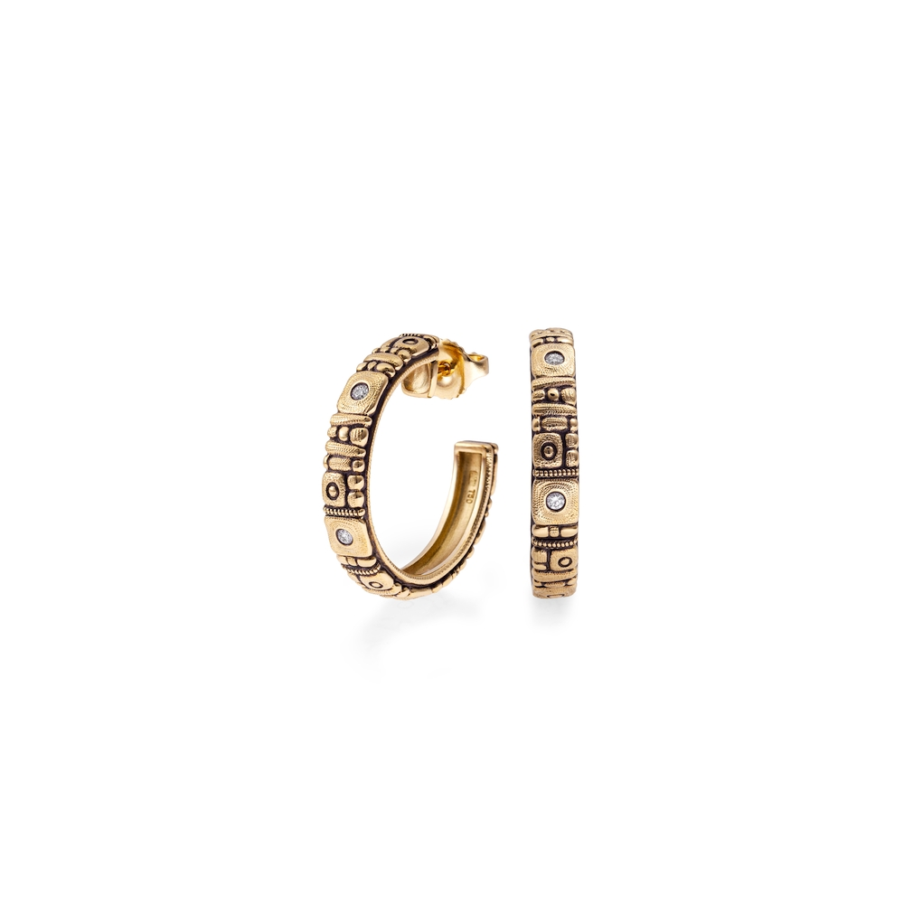 Yellow Gold Seashore Hoop Earrings