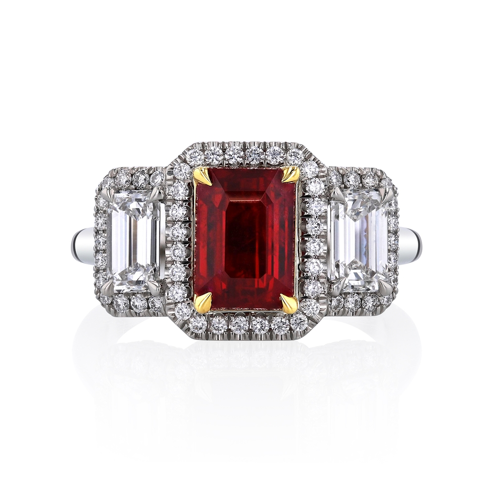 Ruby and Diamond Halo Ring