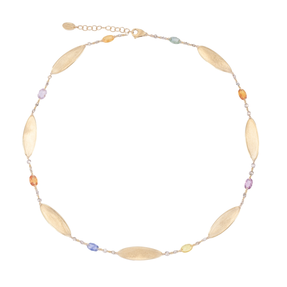 Yellow Gold Lunaria Twist Multi-Stone Necklace