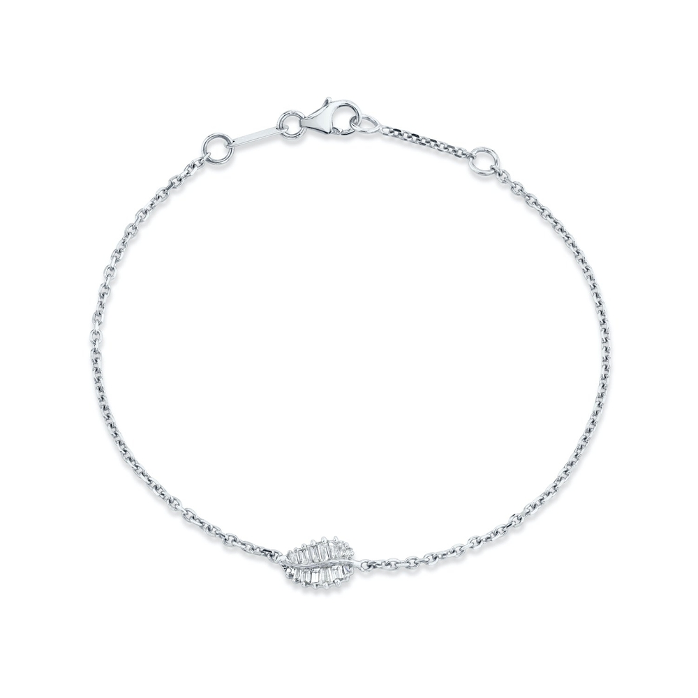 SMALL PALM LEAF DIAMOND CHAIN BRACELET