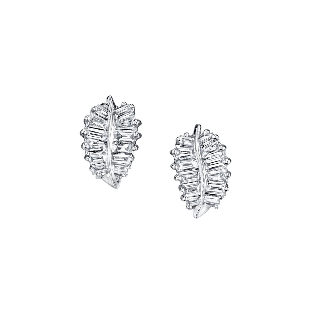 SMALL DIAMOND PALM LEAF STUDS
