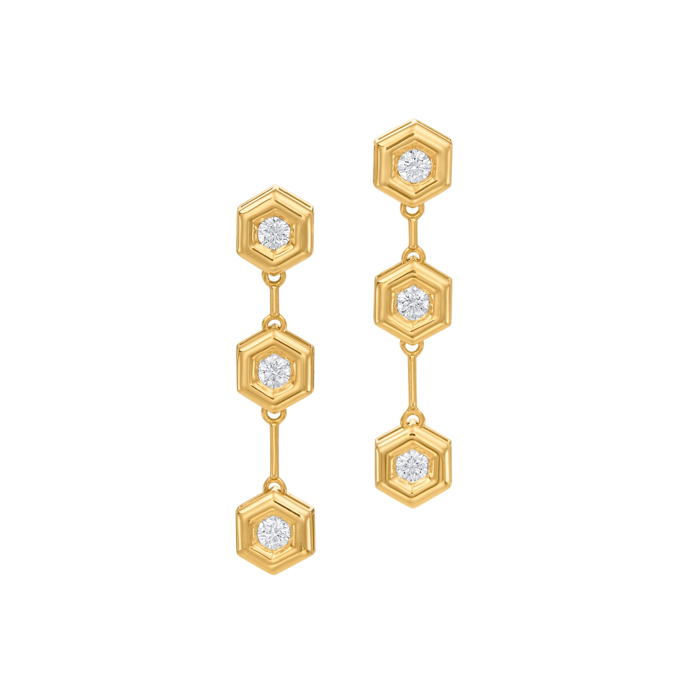 Diamond Honeycomb Dangle Earrings