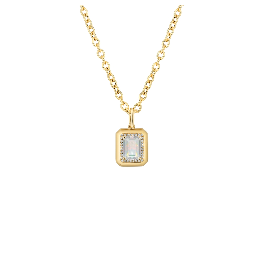 Emerald-Cut Halo Pendant