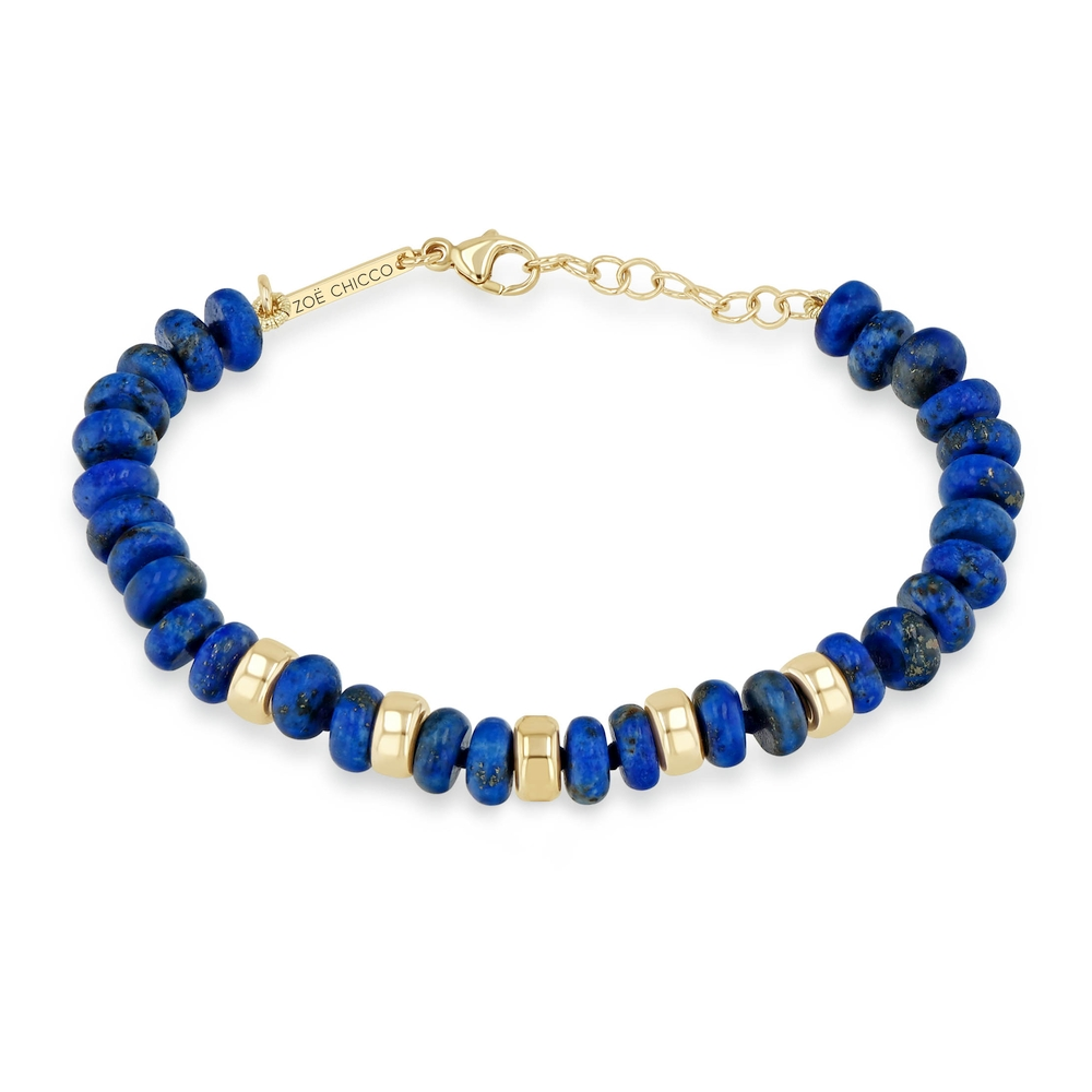 Gold & Lapis Rondelle Bead Bracelet