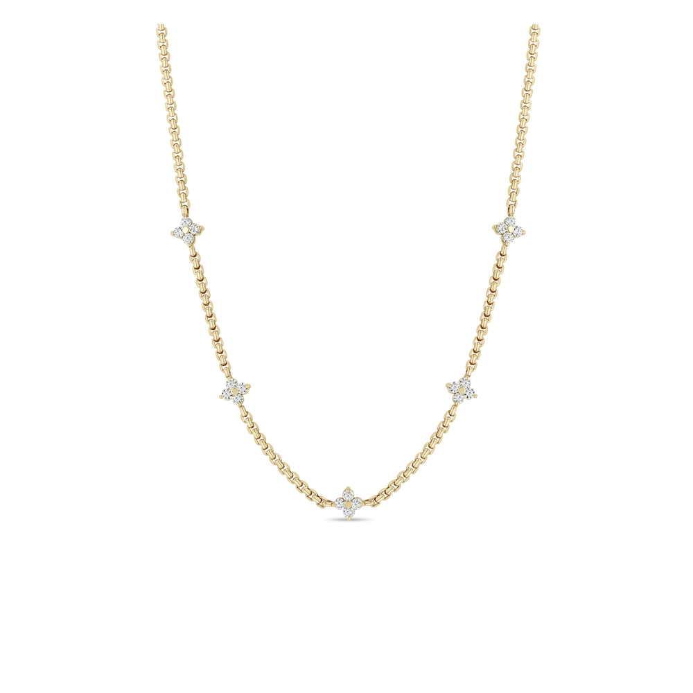 Diamond Quad Station Box Chain Necklace