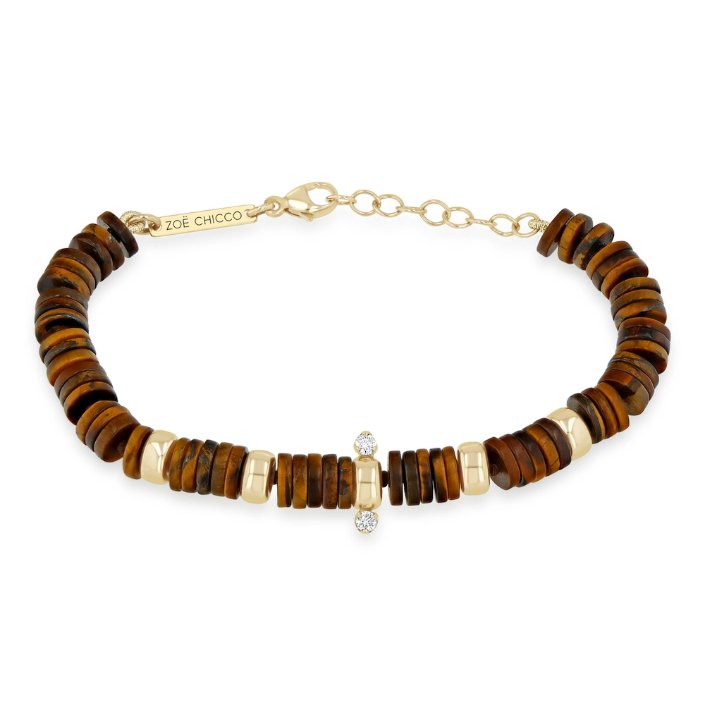 Gold & Tiger Eye Heishi Bead Bracelet