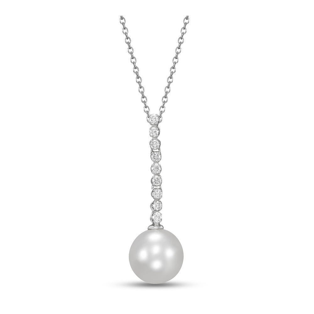 Diamond and Pearl Drop Necklace