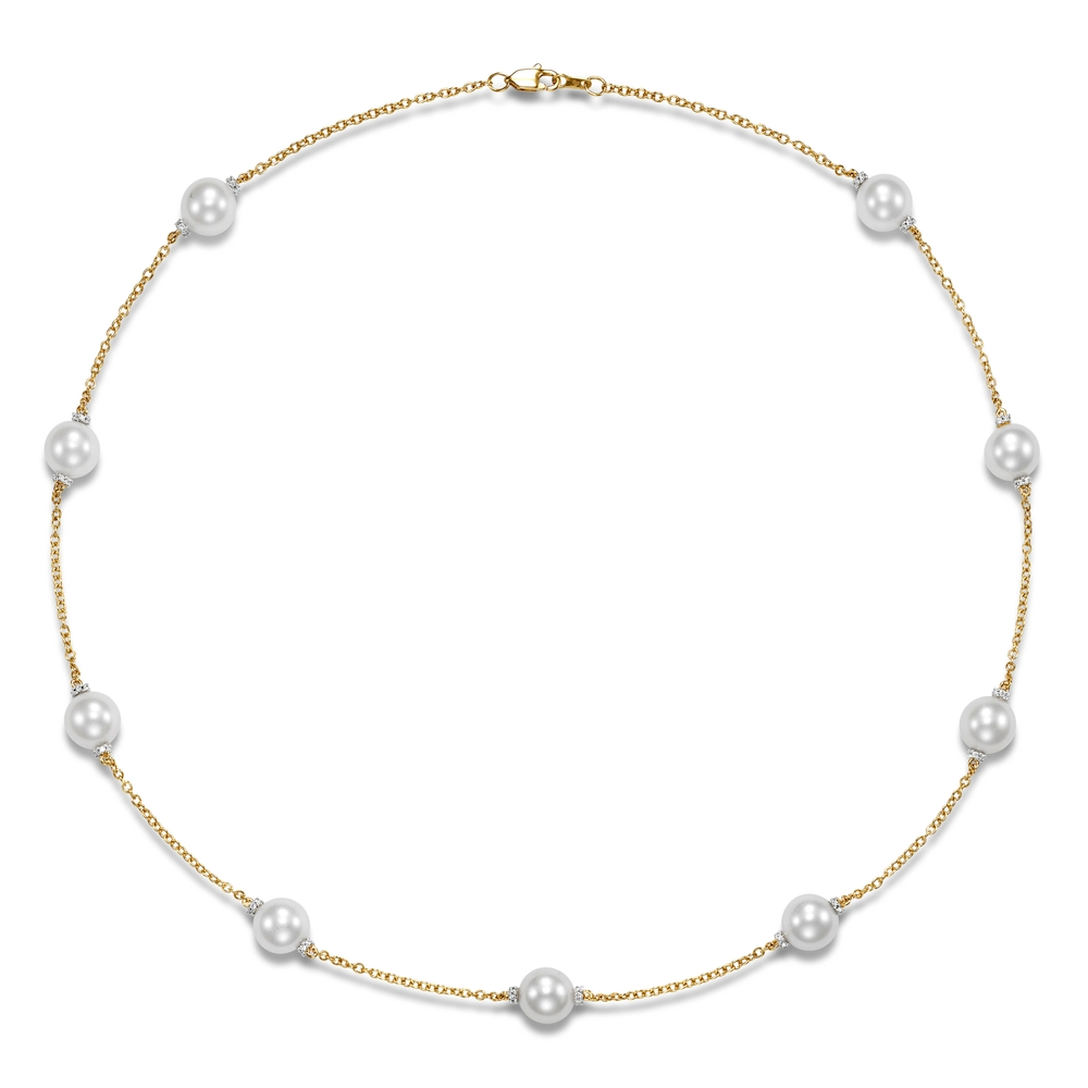 Gold Pearl Diamond Necklace